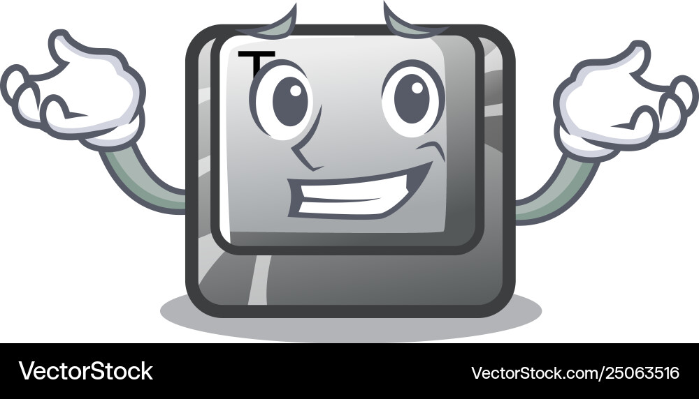 Grinning t button installed on character computer Grinning t button installed on character computer Vector Image