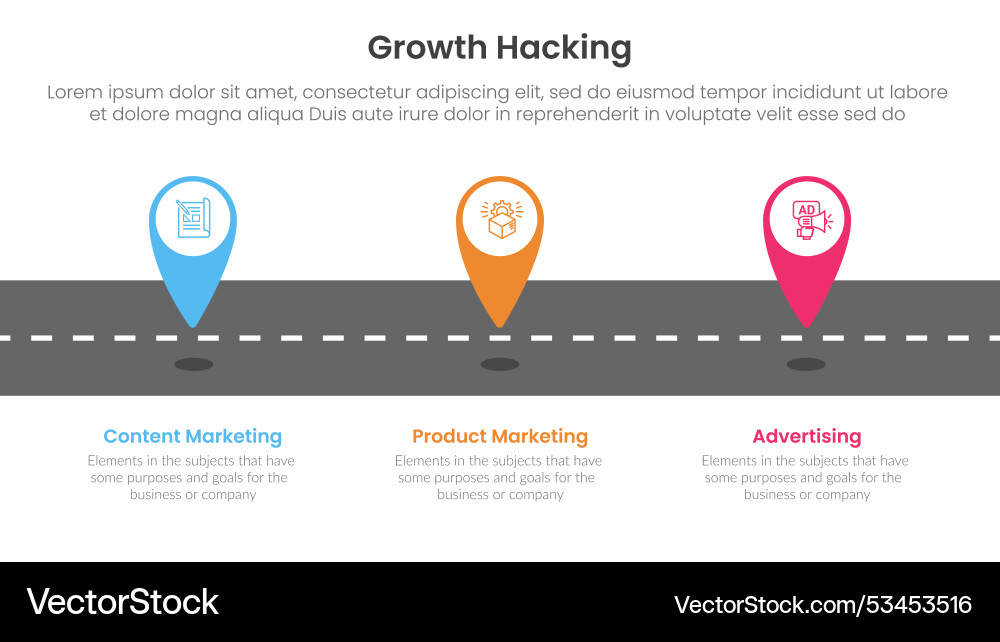 Growth hacking infographic 3 point with tagging Growth hacking infographic 3 point with tagging vector image