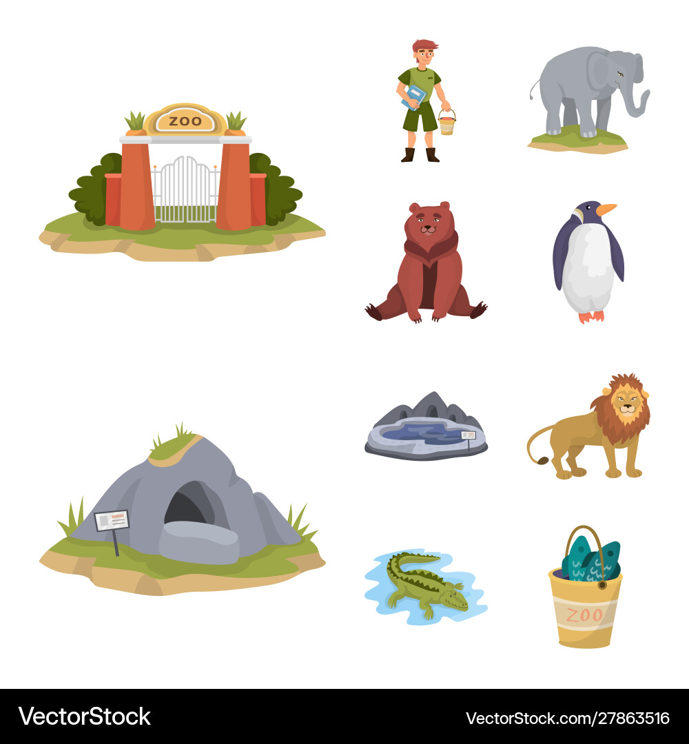 Isolated object zoo and park icon collection Isolated object zoo and park icon collection Vector Image