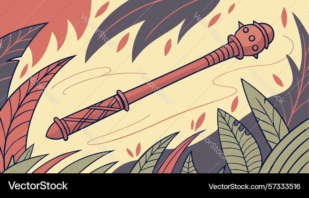 Magic scepter in jungle forest design generative vector image