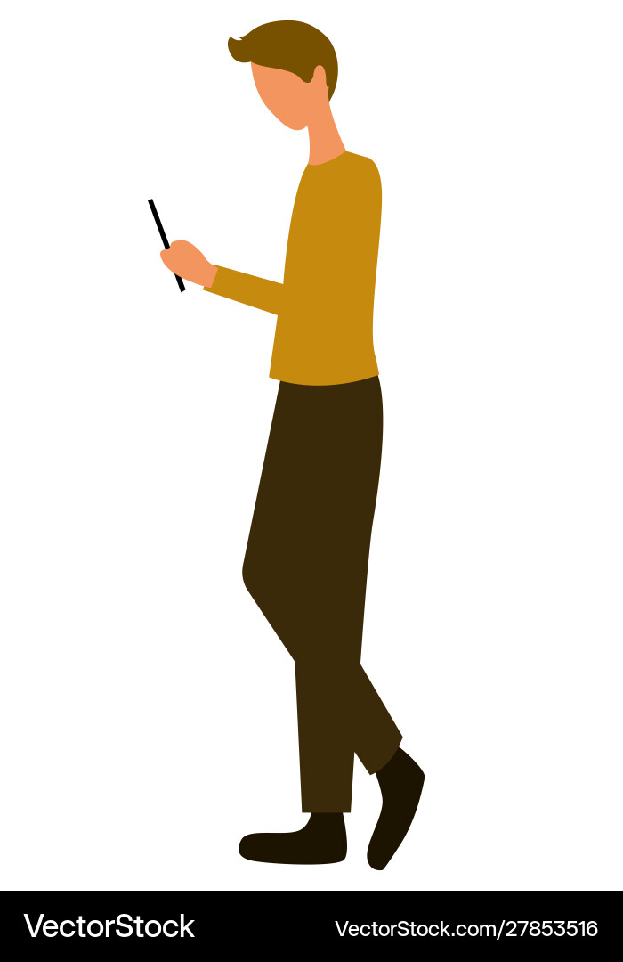 Man with Smartphone - Side View vector image