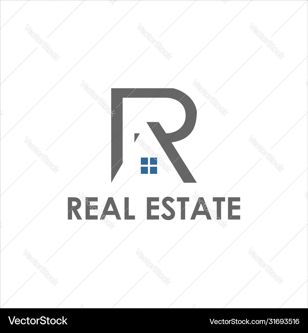 Modern r lettering monogram with square window Vector Image