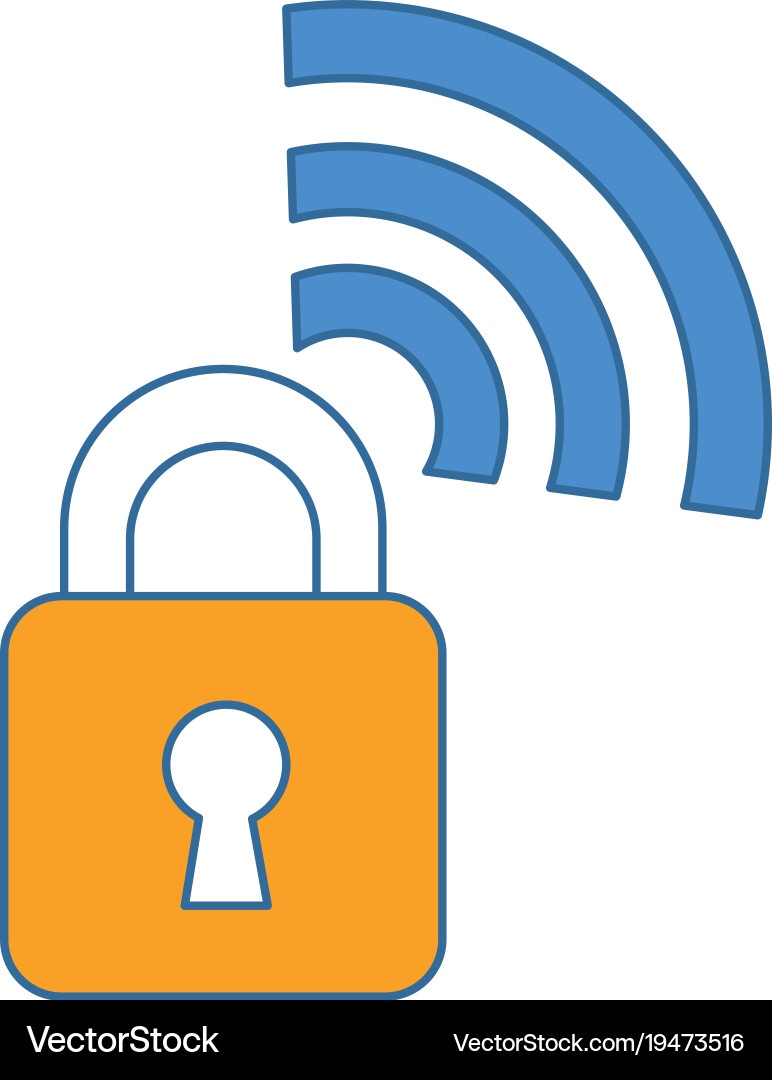 Padlock with wifi signal vector image