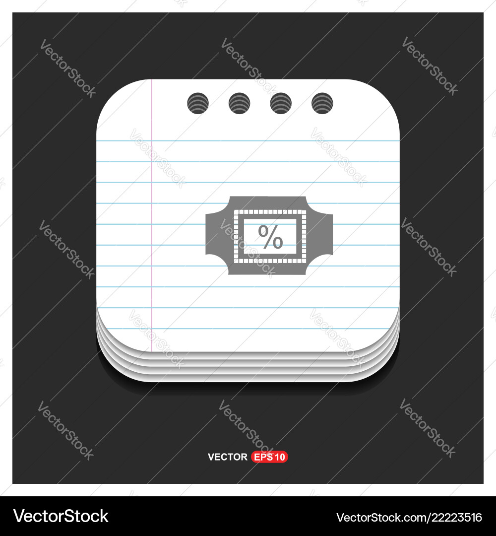 Percentage icon gray on notepad style Percentage icon gray on notepad style vector image