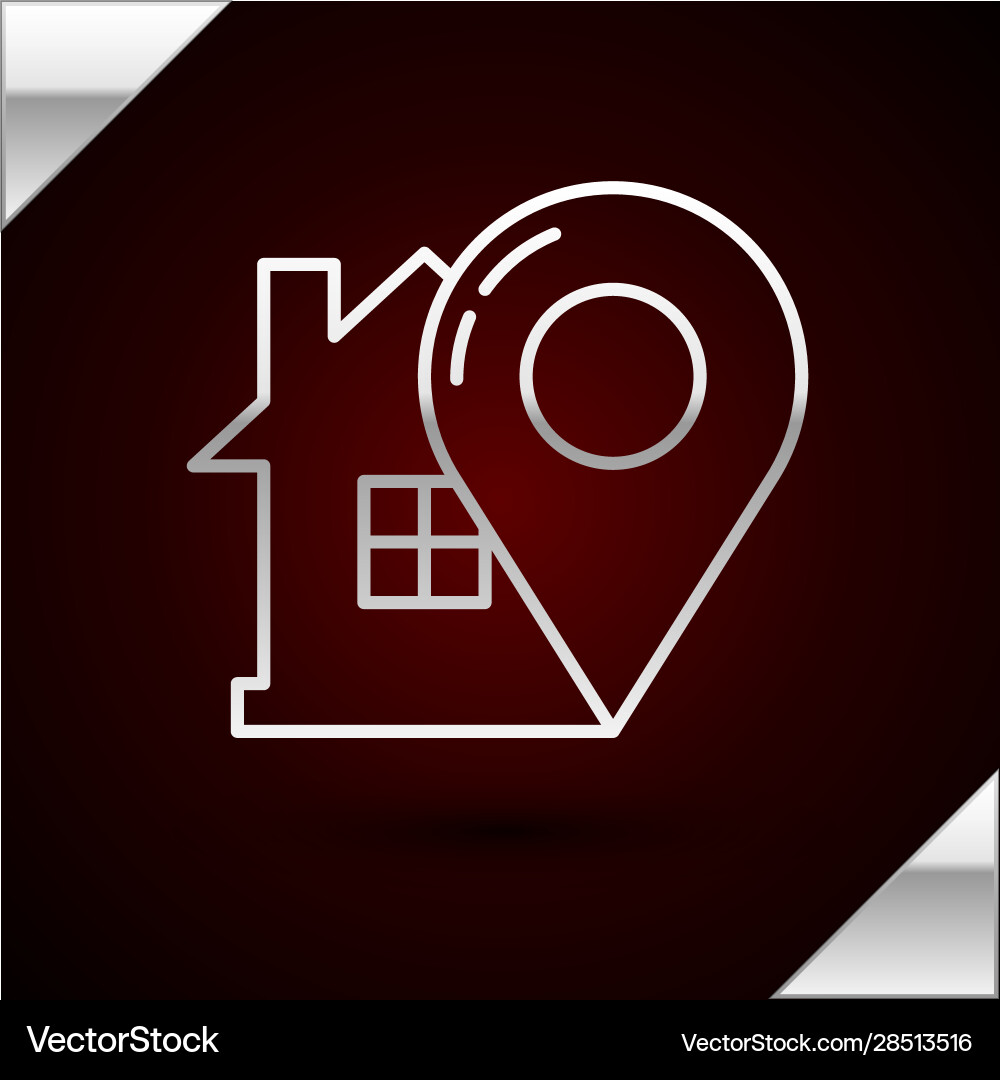 Silver line map pointer with house icon isolated Silver line map pointer with house icon isolated vector image