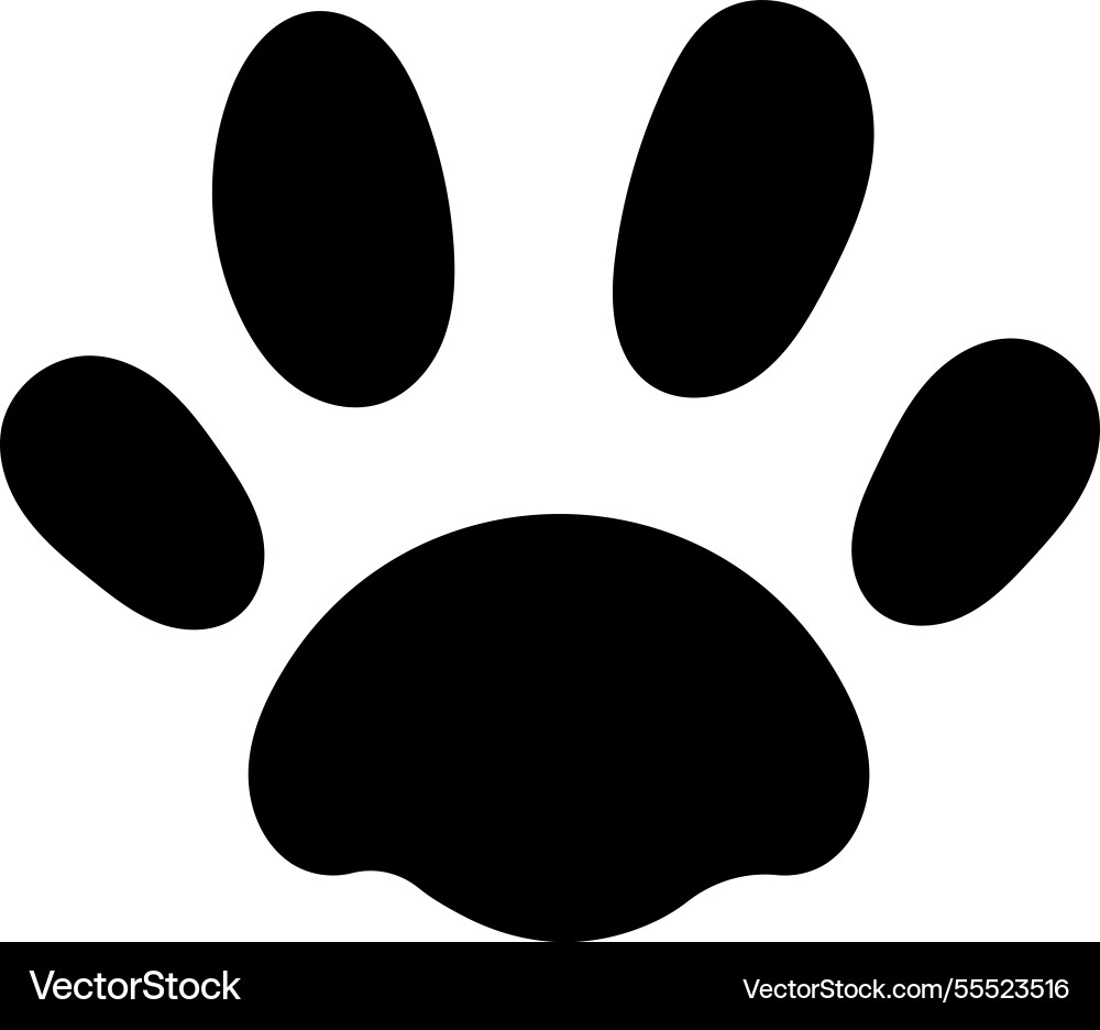 Stylized black paw print featuring four distinct Stylized black paw print featuring four distinct vector image