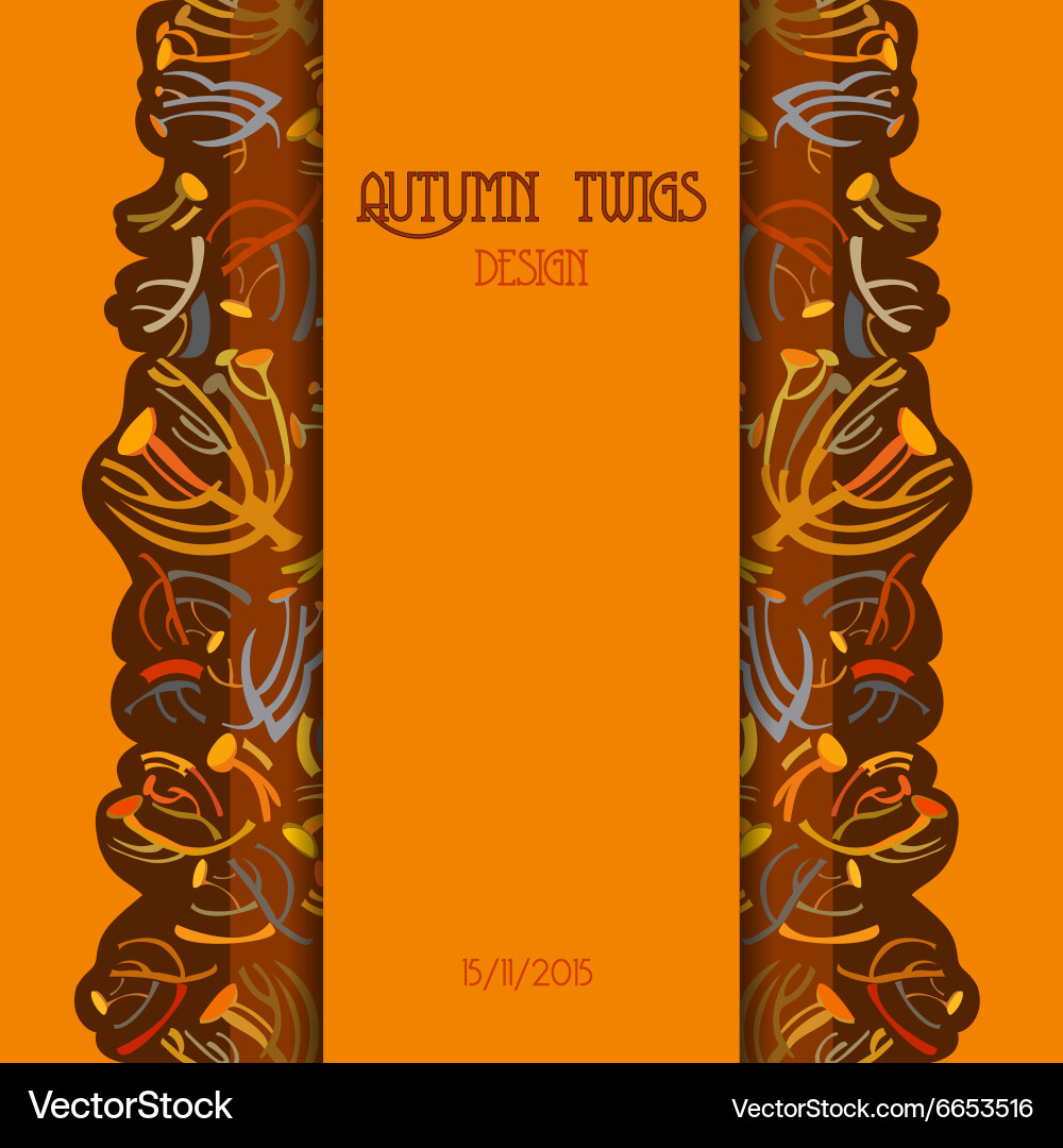 Twigs pattern autumn background with vertical vector image