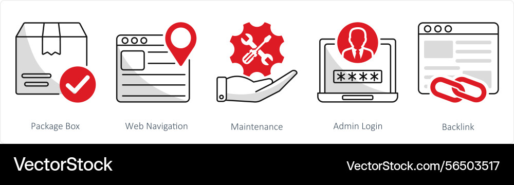 A set of 5 web design icons as package box Vector Image