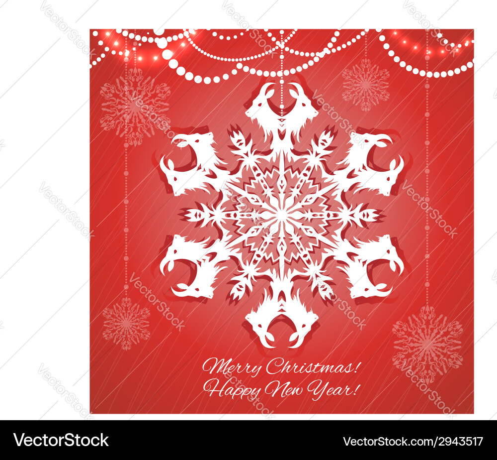 Background with snowflake goat symbol of 2015 vector image