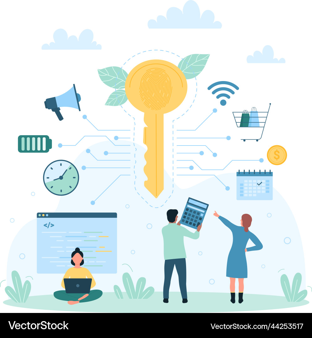 Cyber security and biometric authentication Vector Image