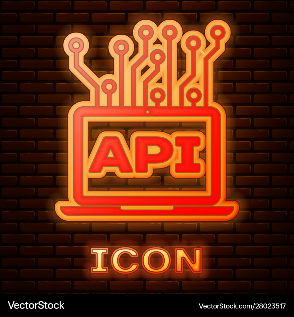 Glowing neon computer api interface icon isolated Glowing neon computer api interface icon isolated vector image