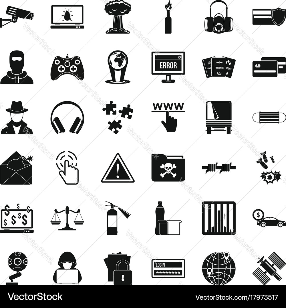 Hacking icons set simple style vector image
