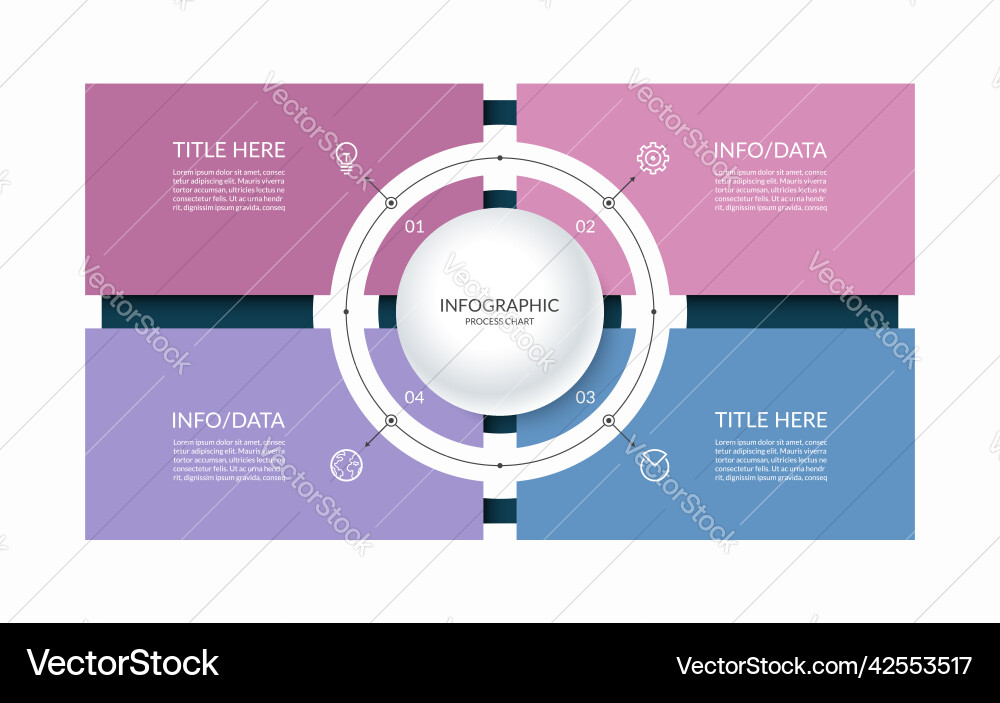 Infographic circle and 4 rectangular elements Infographic circle and 4 rectangular elements vector image