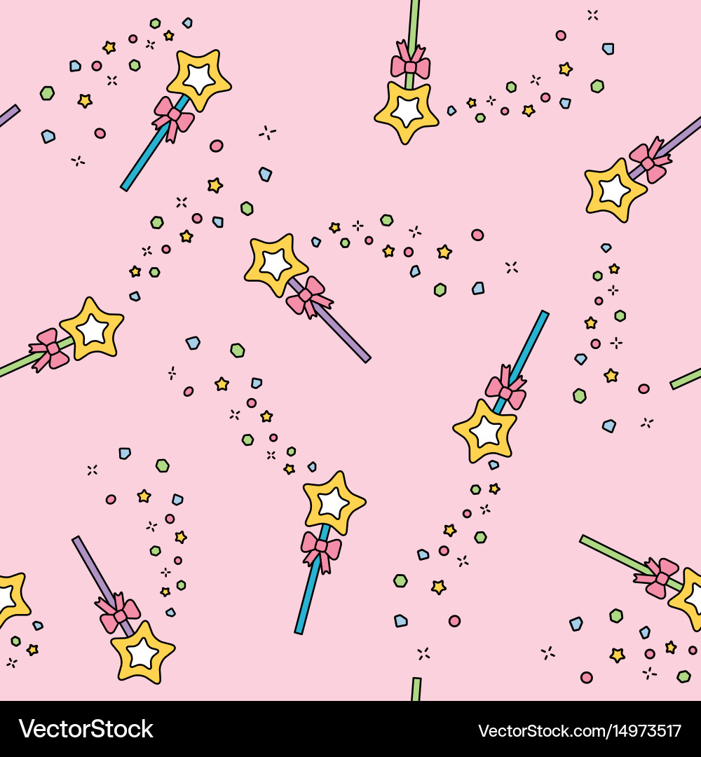 Magic wand seamless pattern with sparkles vector image
