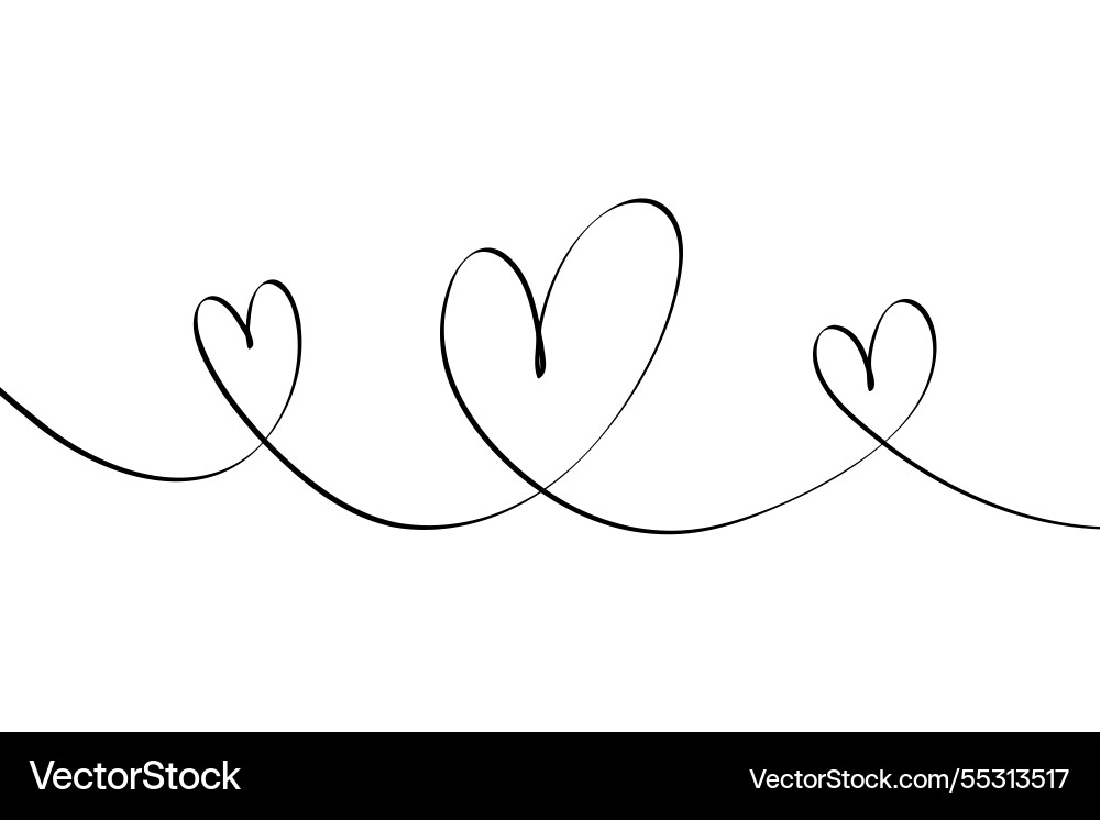 One continuous line three heart drawing abstract One continuous line three heart drawing abstract vector image