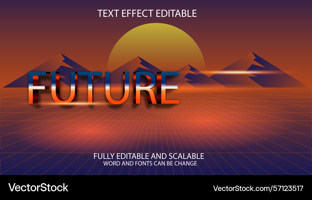 Retro future text effect editable Retro future text effect editable vector image