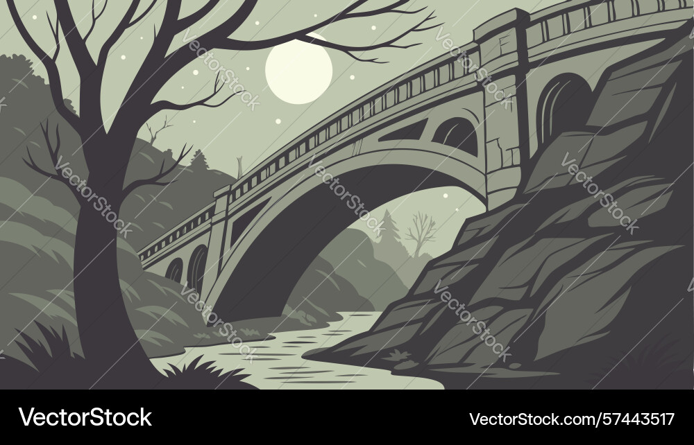 Serene arch bridge in nature design generative ai Vector Image