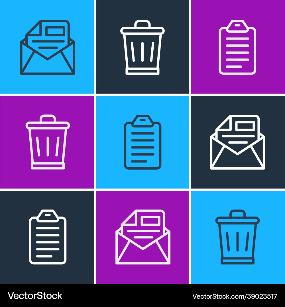 Set line mail and e-mail to do list or planning Set line mail and e-mail to do list or planning vector image