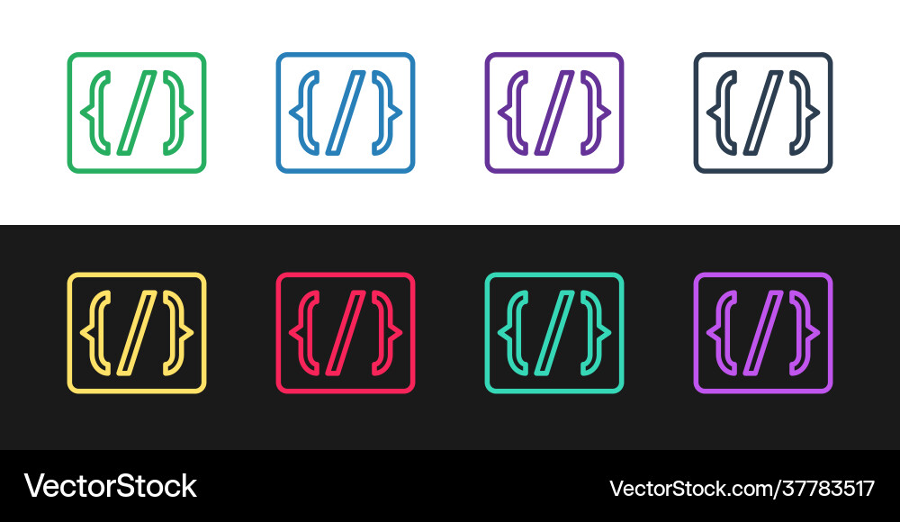 Set line programming language syntax icon isolated Set line programming language syntax icon isolated vector image