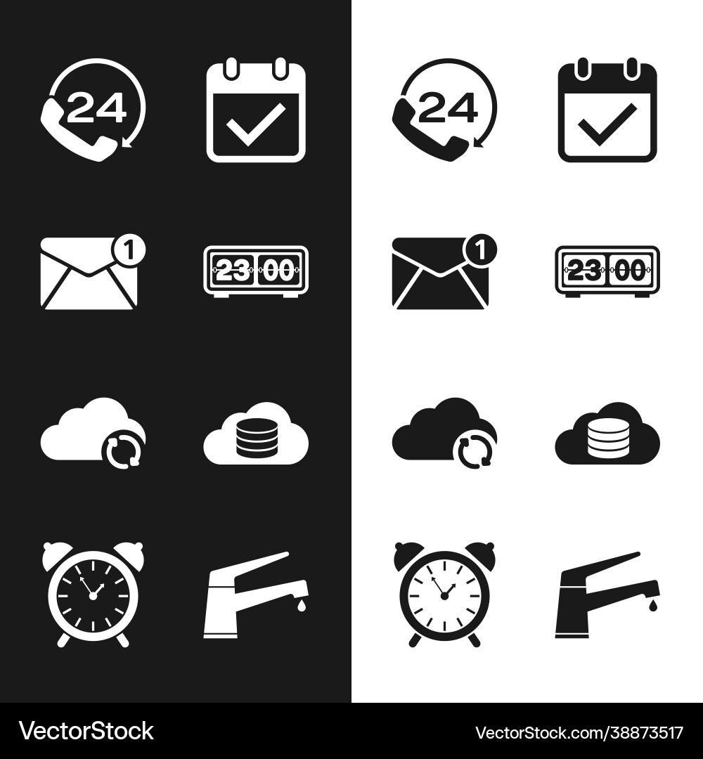 Set retro flip clock new email incoming message vector image