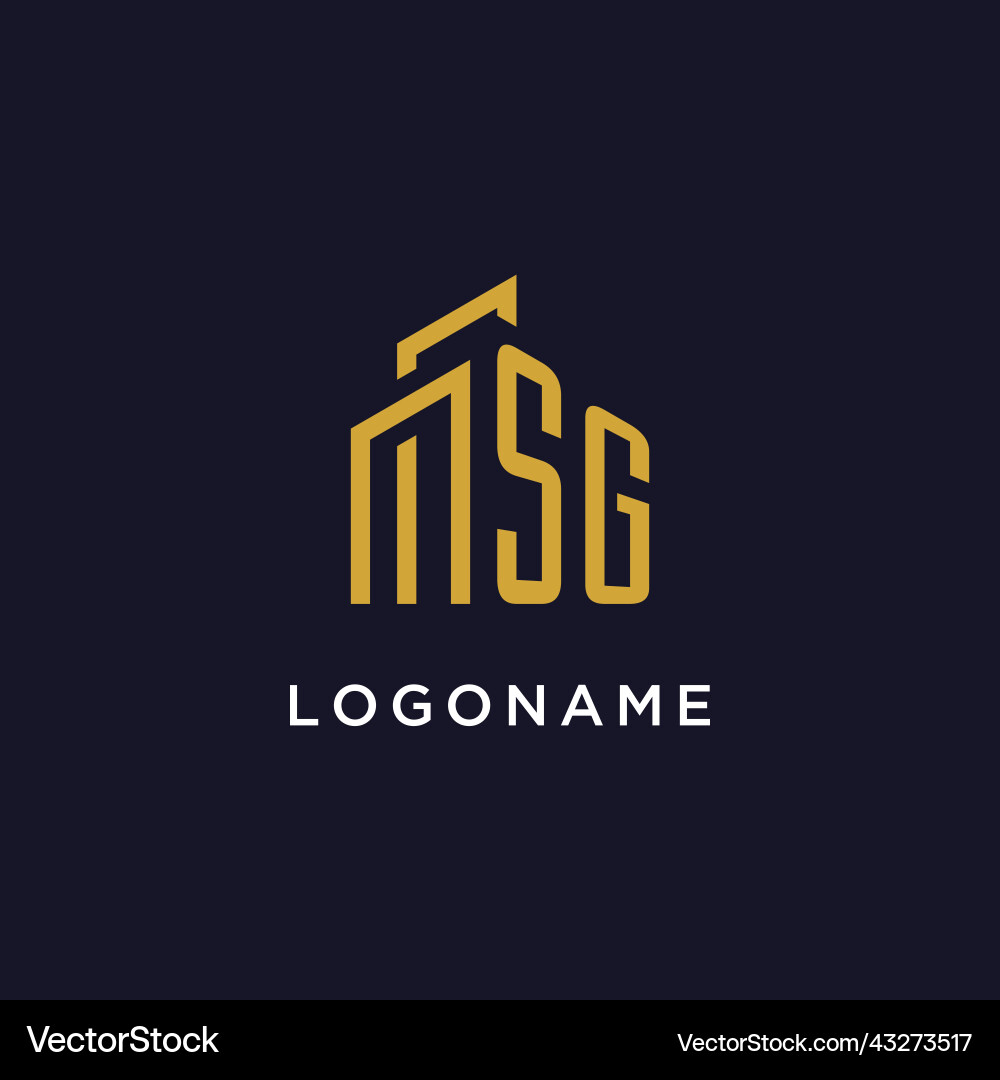 Sg initial monogram with building logo design Vector Image