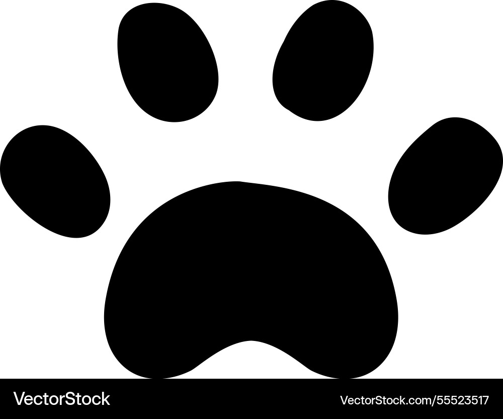 Simple black paw print showing four toes and a pad Simple black paw print showing four toes and a pad vector image
