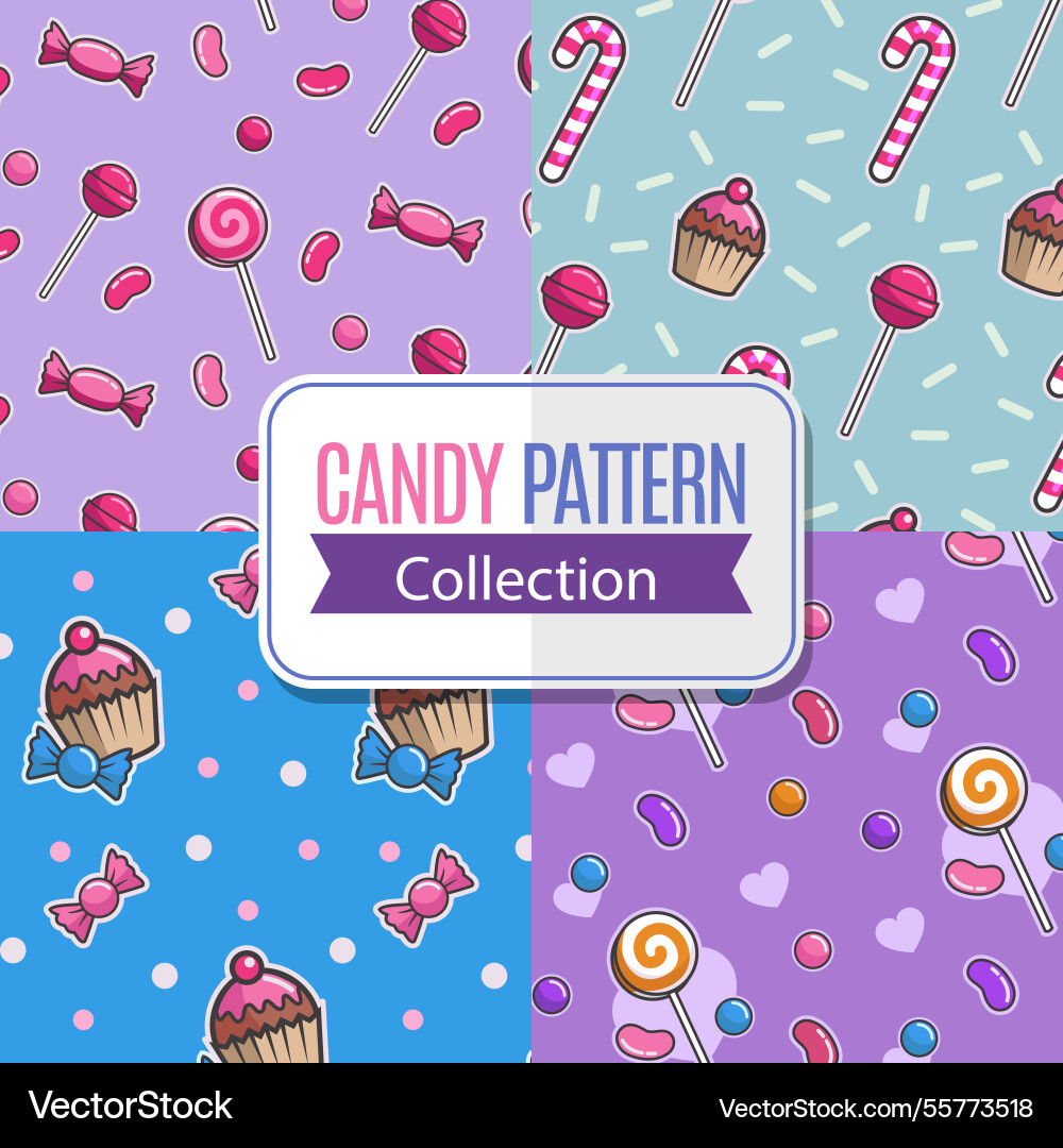 Candy patterns collection with different colors Vector Image