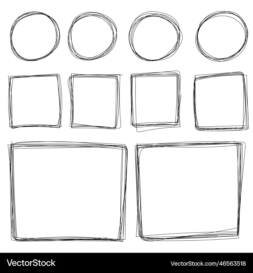 Circles checkmarks and frames pencil marks Circles checkmarks and frames pencil marks Vector Image
