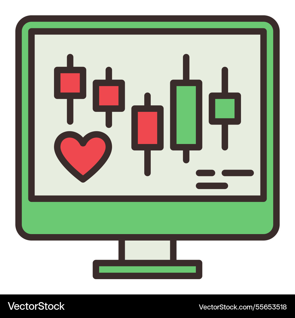 Computer screen with heart symbol and chart Computer screen with heart symbol and chart vector image