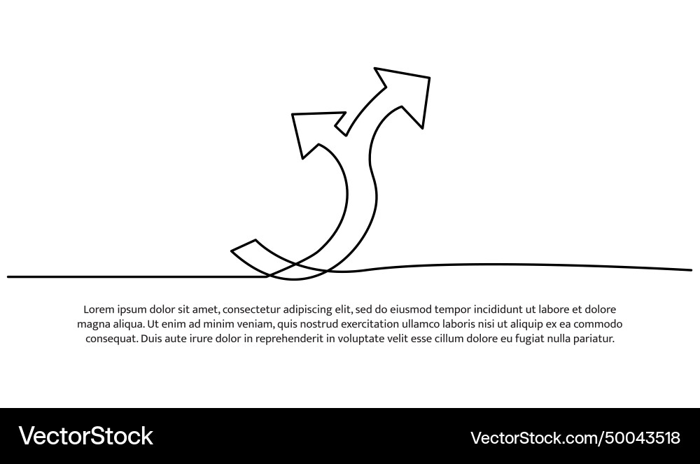 Continuous line design of two arrows pointing up Continuous line design of two arrows pointing up vector image