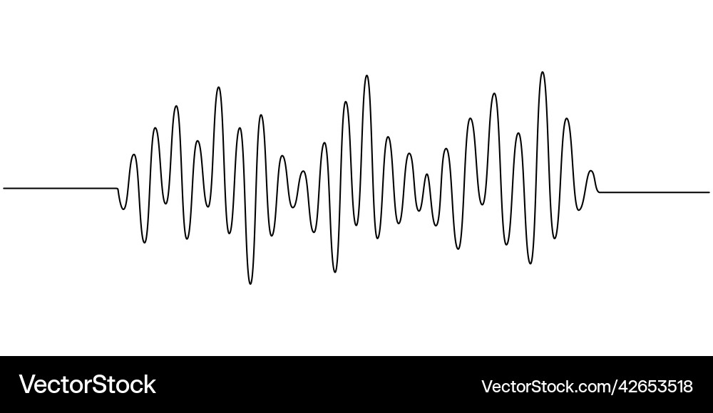 Continuous one line drawing of sound wave Continuous one line drawing of sound wave vector image