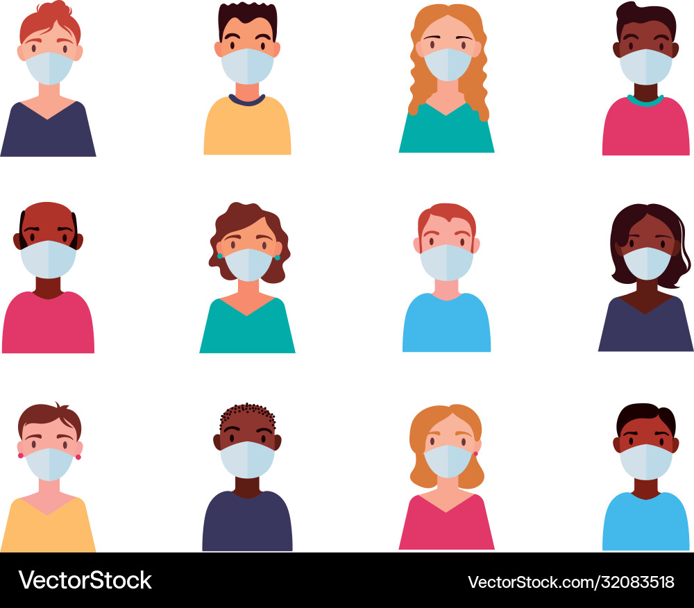 Dirvesity people wearing medical mask flat style Dirvesity people wearing medical mask flat style vector image