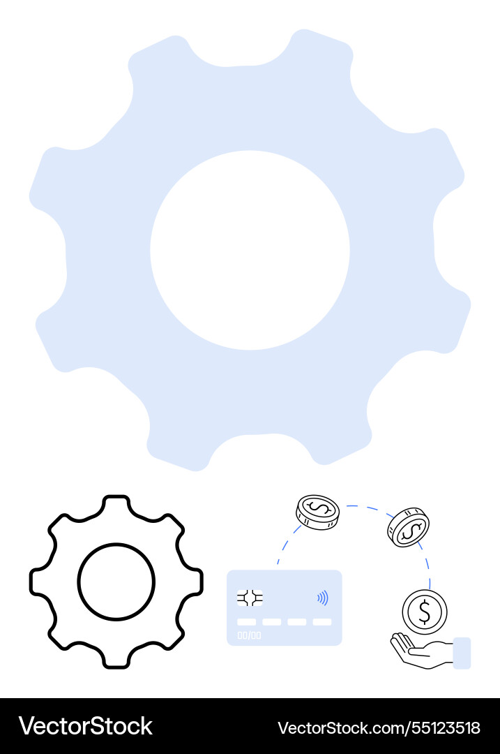 Gear with icons representing payment processing Gear with icons representing payment processing vector image