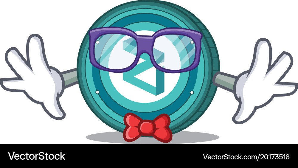 Geek zilliqa coin character cartoon Vector Image