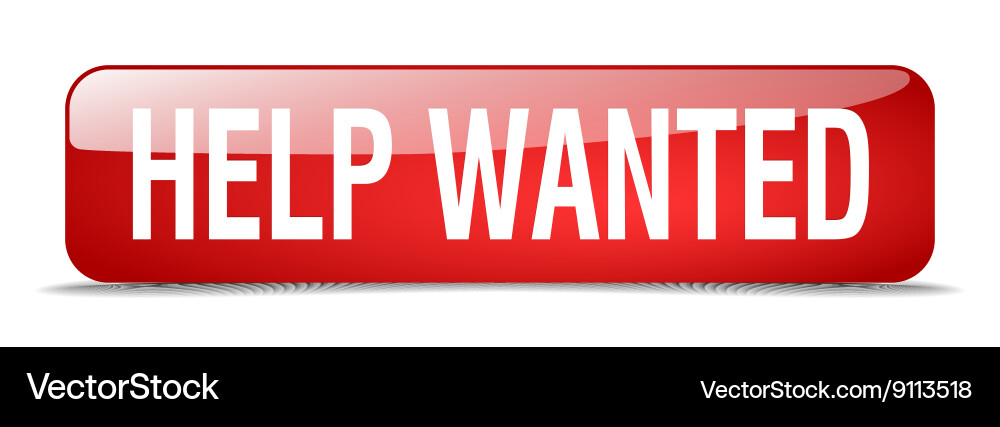 Help wanted red square 3d realistic isolated web vector image