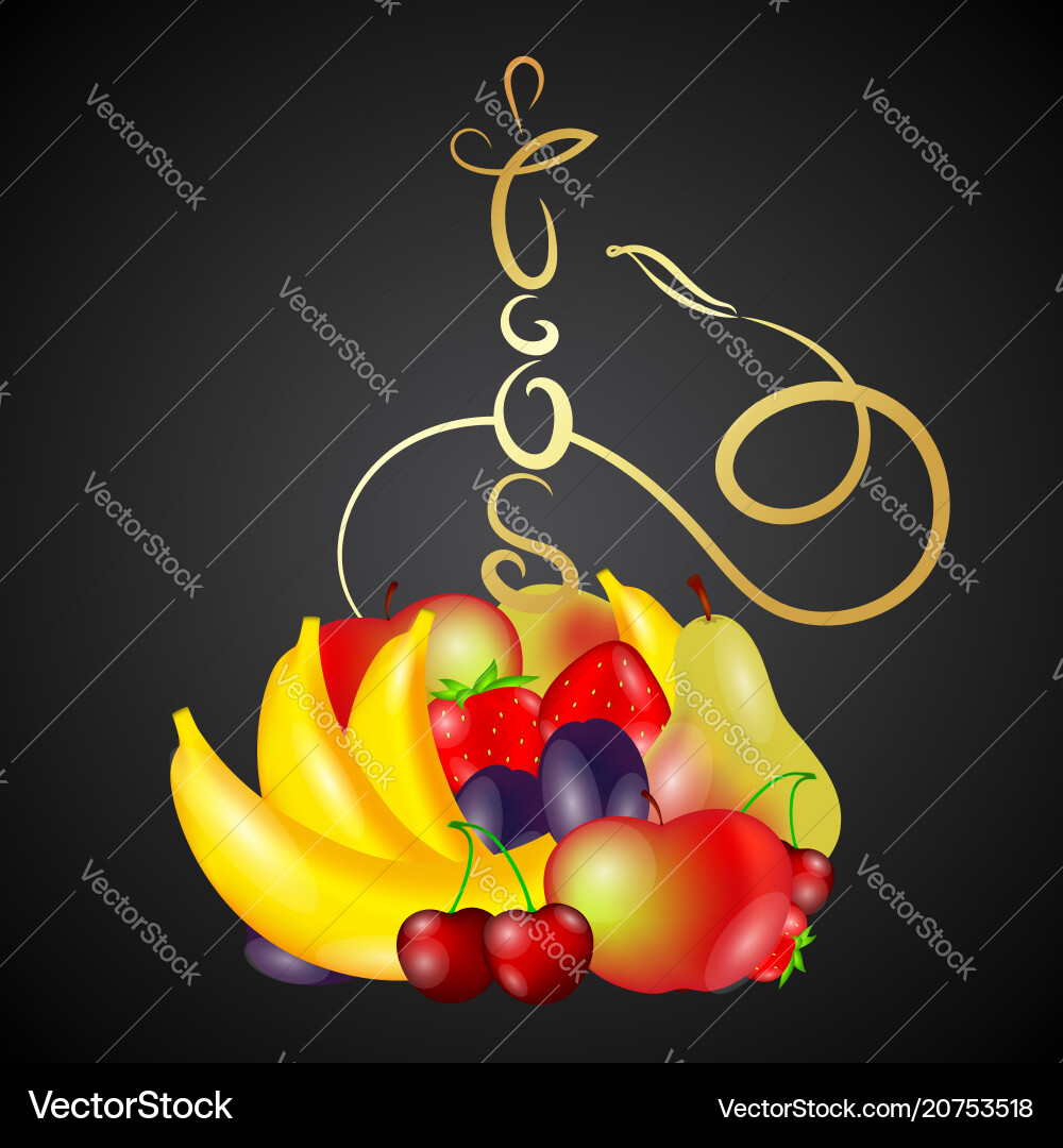 Hookah gold with fruit vector image