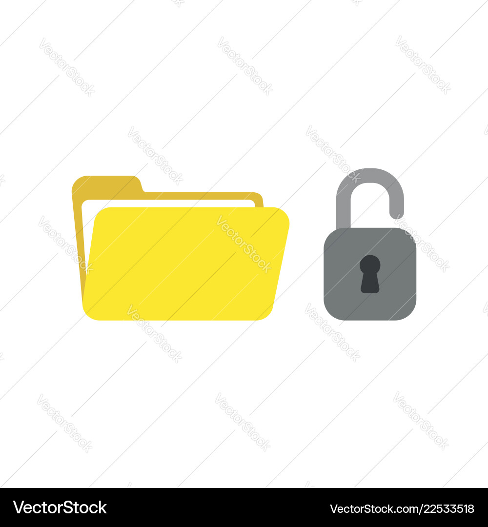 Icon concept of opened file folder with padlock Icon concept of opened file folder with padlock vector image