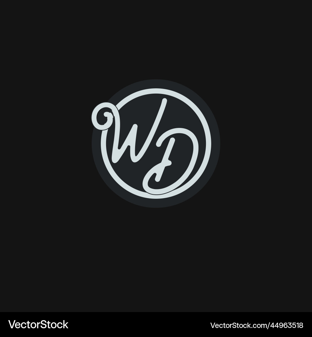 Initials wd logo monogram with simple circle line Vector Image
