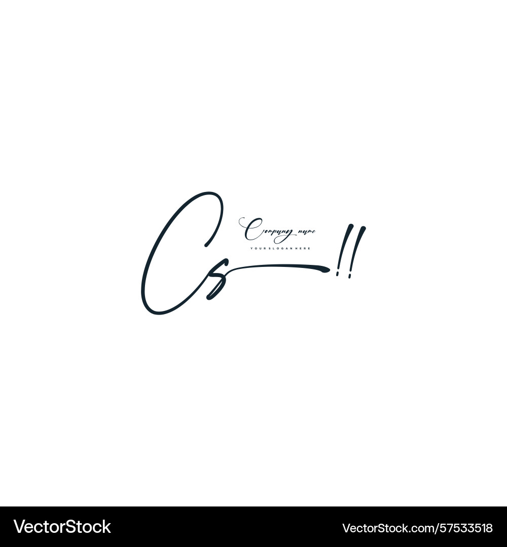 Minimal signature logo design with cs initials Minimal signature logo design with cs initials Vector Image