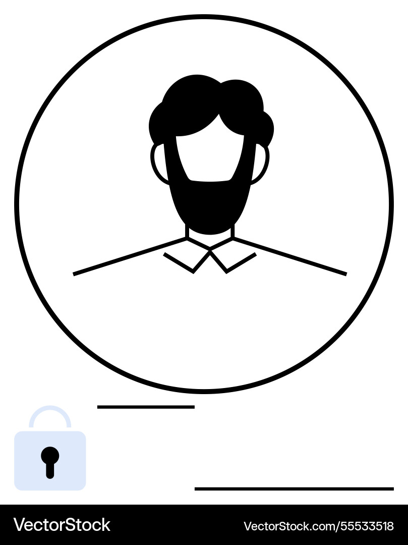 Minimalistic user profile icon with locked padlock Minimalistic user profile icon with locked padlock vector image