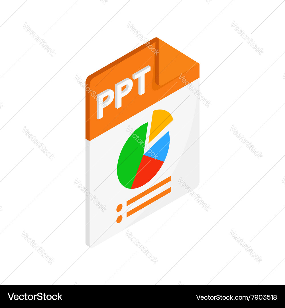 Ppt extension text file icon isometric 3d style vector image