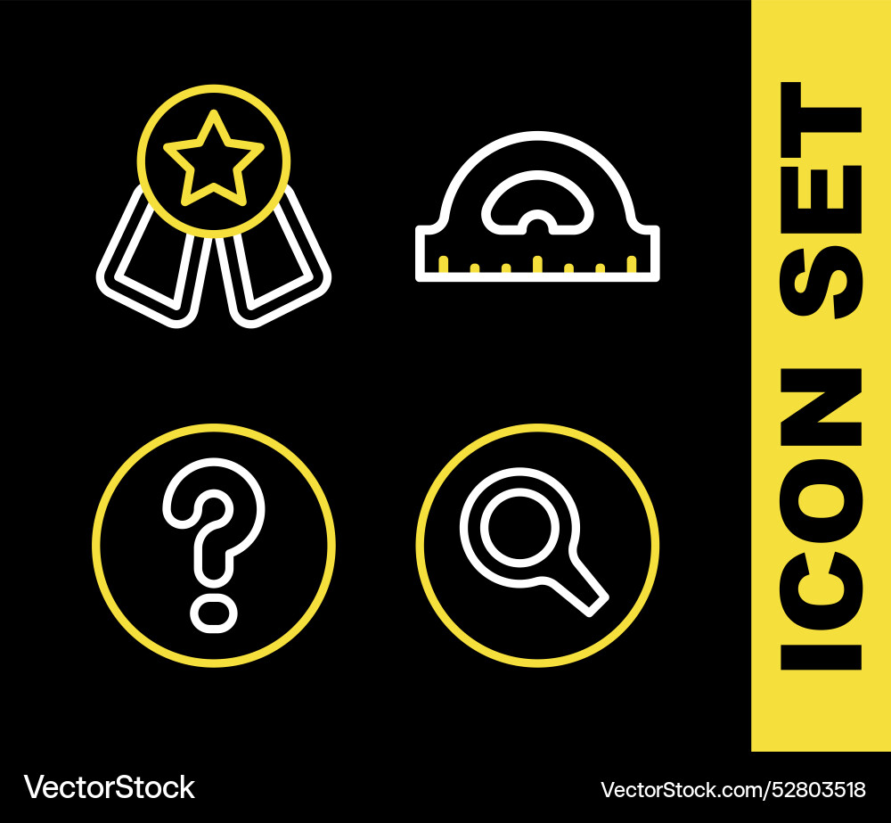 Set line protractor grid magnifying glass speech Set line protractor grid magnifying glass speech vector image