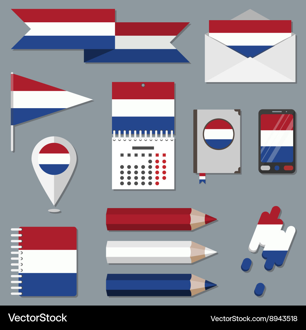 Set of icons with flag elements netherlands vector image