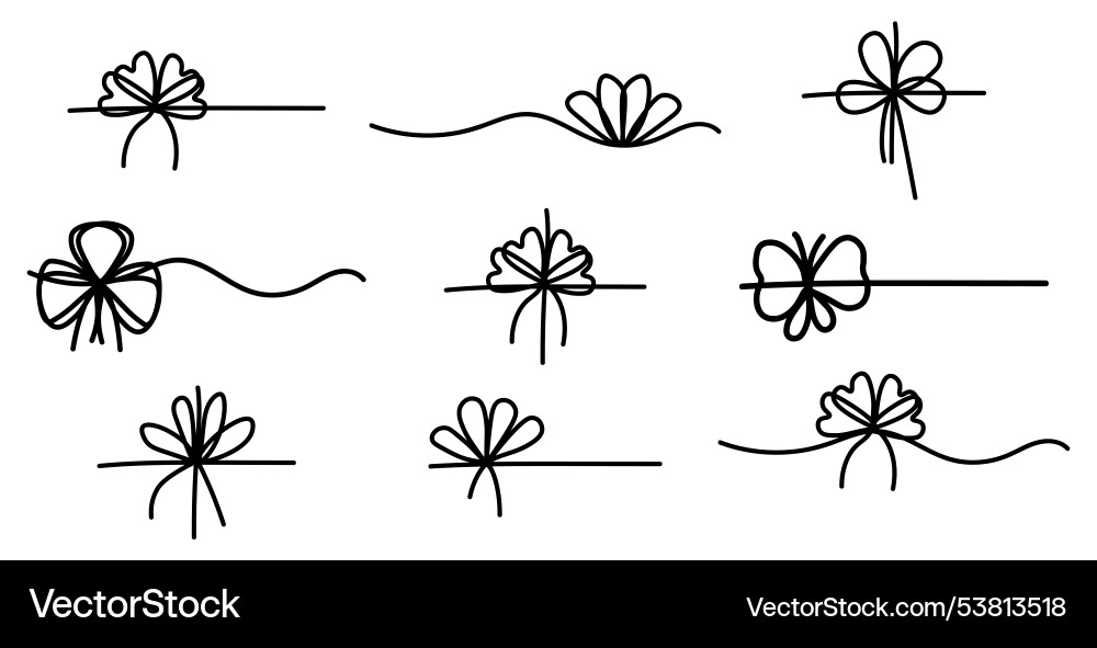 Set of simple black bows elegant gift ribbon Set of simple black bows elegant gift ribbon vector image
