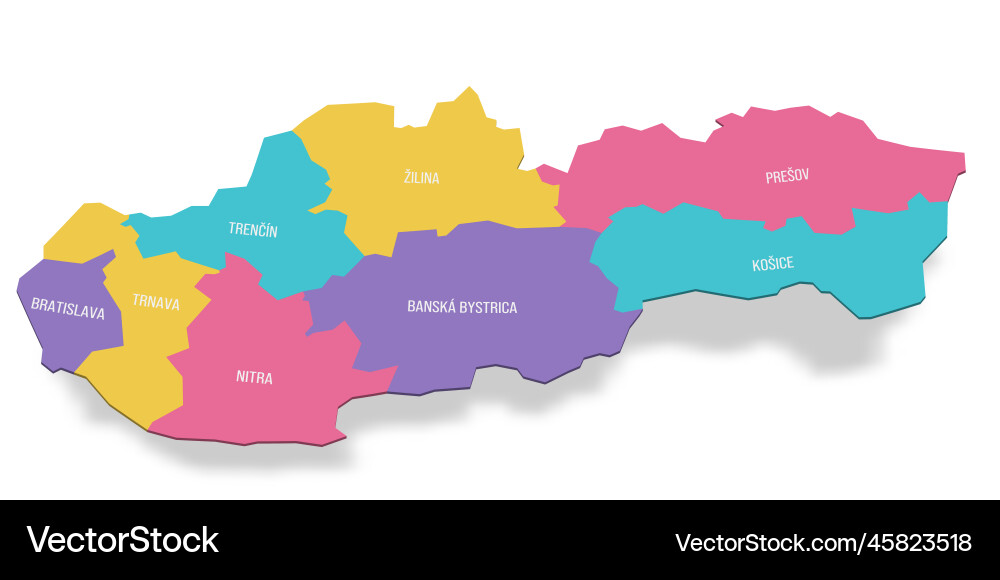 Slovakia political map of administrative divisions Slovakia political map of administrative divisions vector image