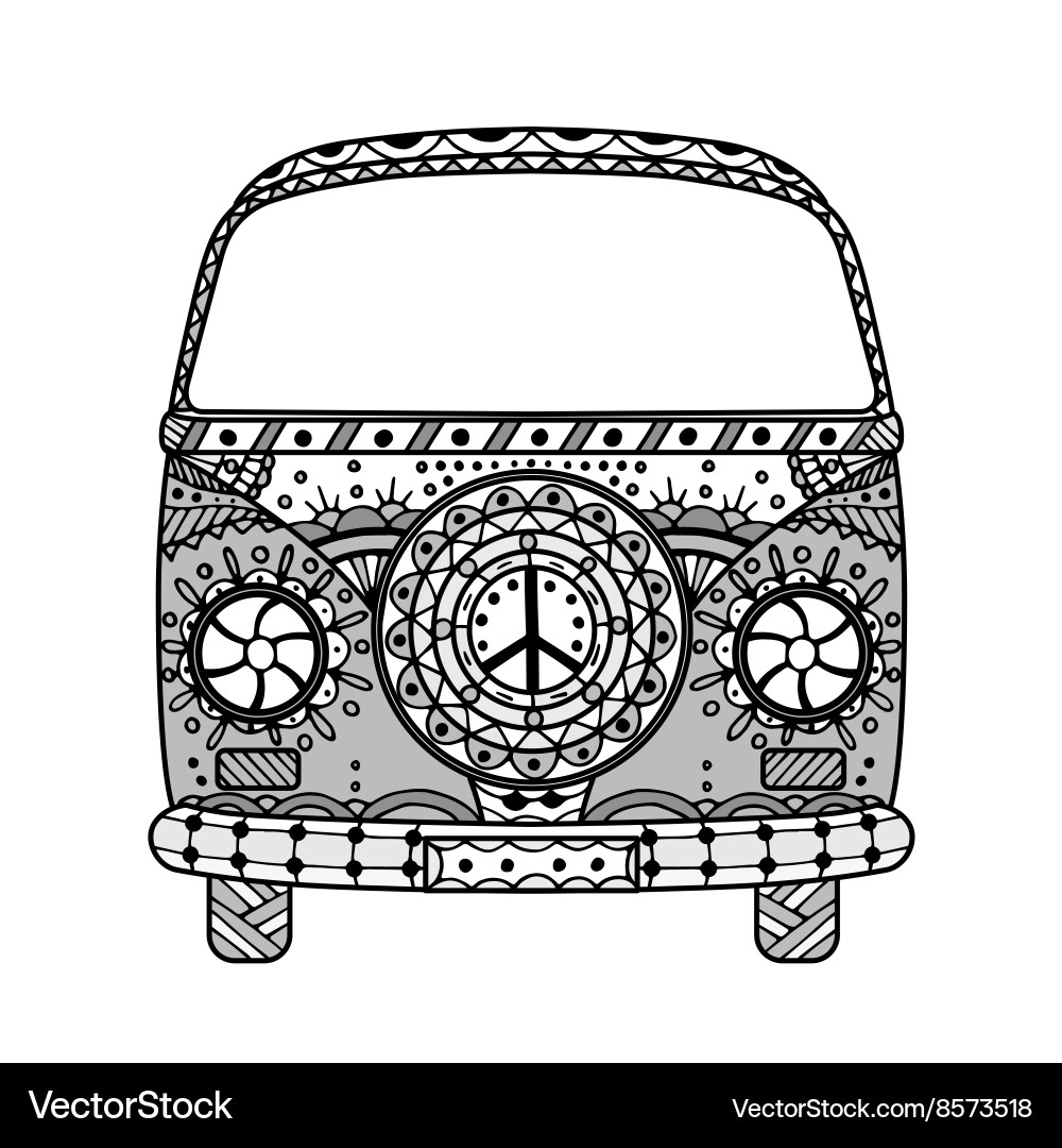 Van in tangle patterns style Vector Image