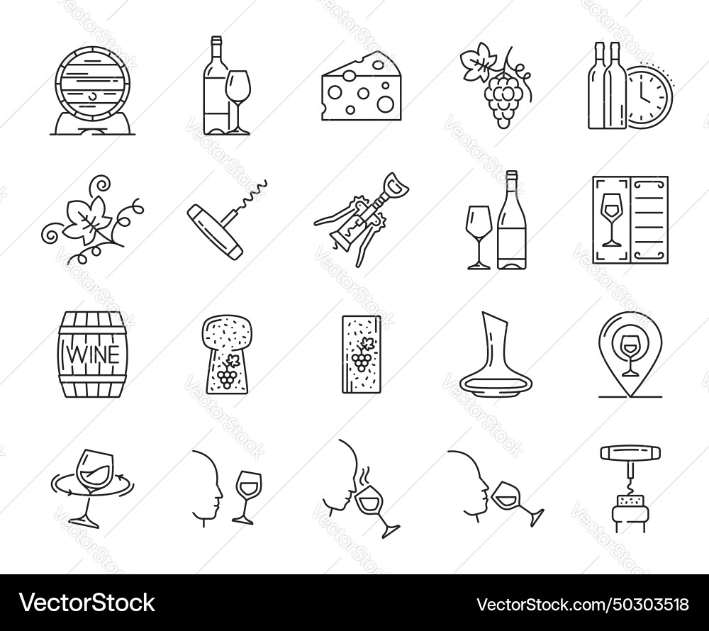 Wine & Beverage Icons Vector Image