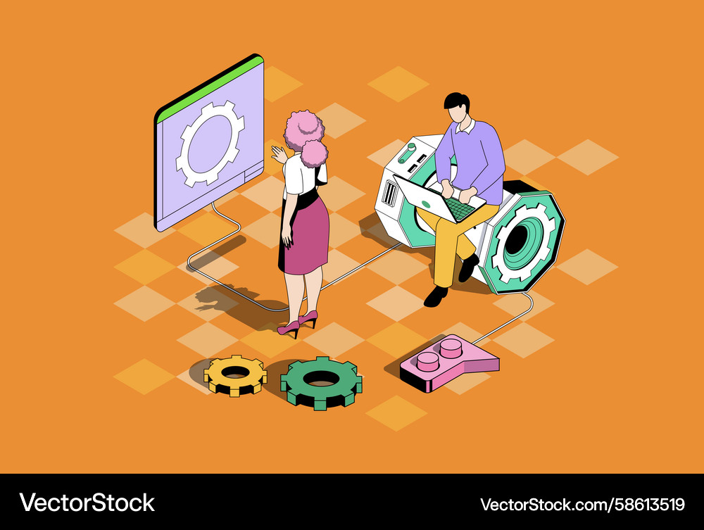 3D Isometric Web Development Vector Image