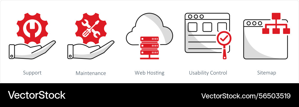 A set of 5 web design icons as support Vector Image