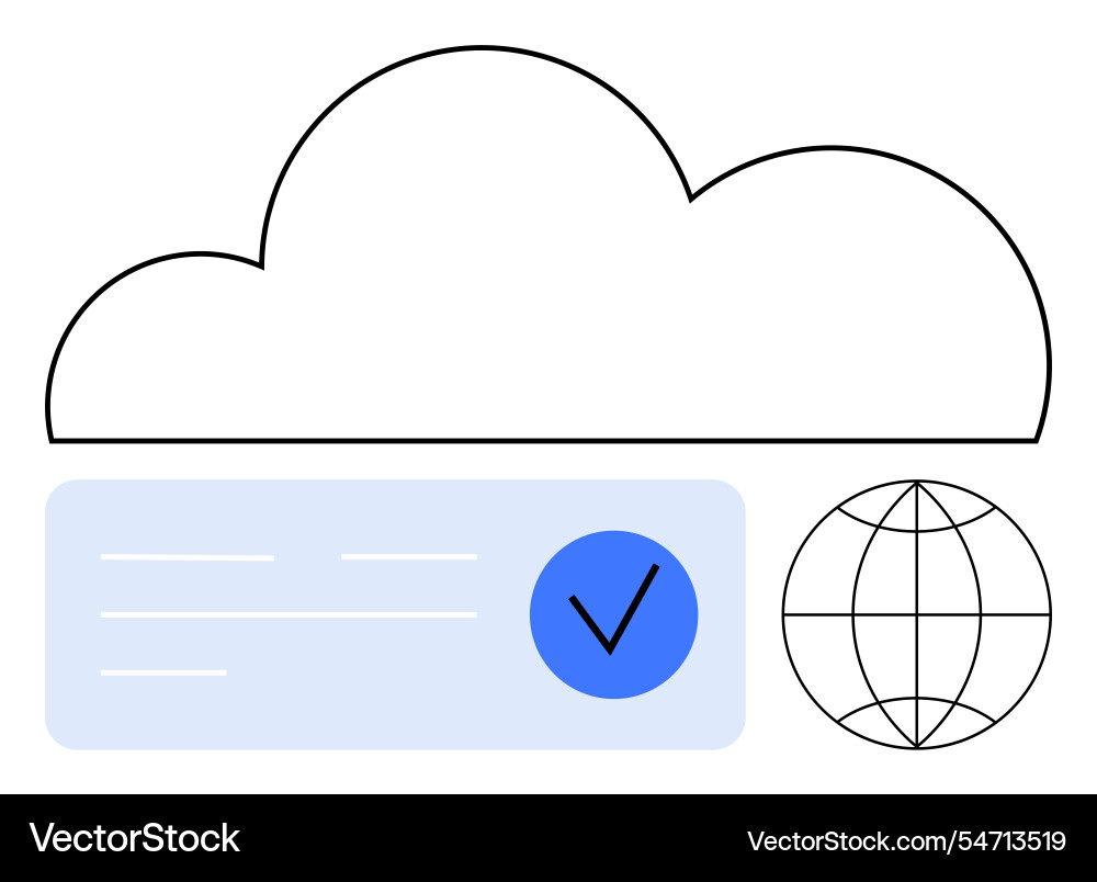 Cloud computing validation symbol with global Cloud computing validation symbol with global vector image